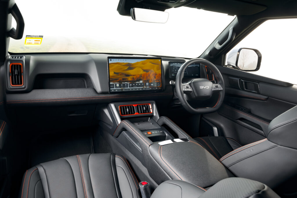 BYD Shark 6 interior with touchscreen display